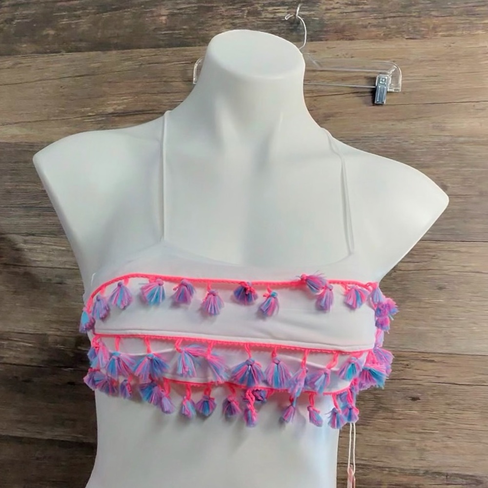 Pilyq Kids Bikini Top with Pink and Purple Tassels